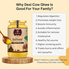 Organic Sahiwal A2 Desi Cow Ghee By Viveda | Pure Bilona Method | Supports Skin, Digestion & Heart Health Pure Desi Ghee | (100ml) 3.3 Ounce | Jar Pack