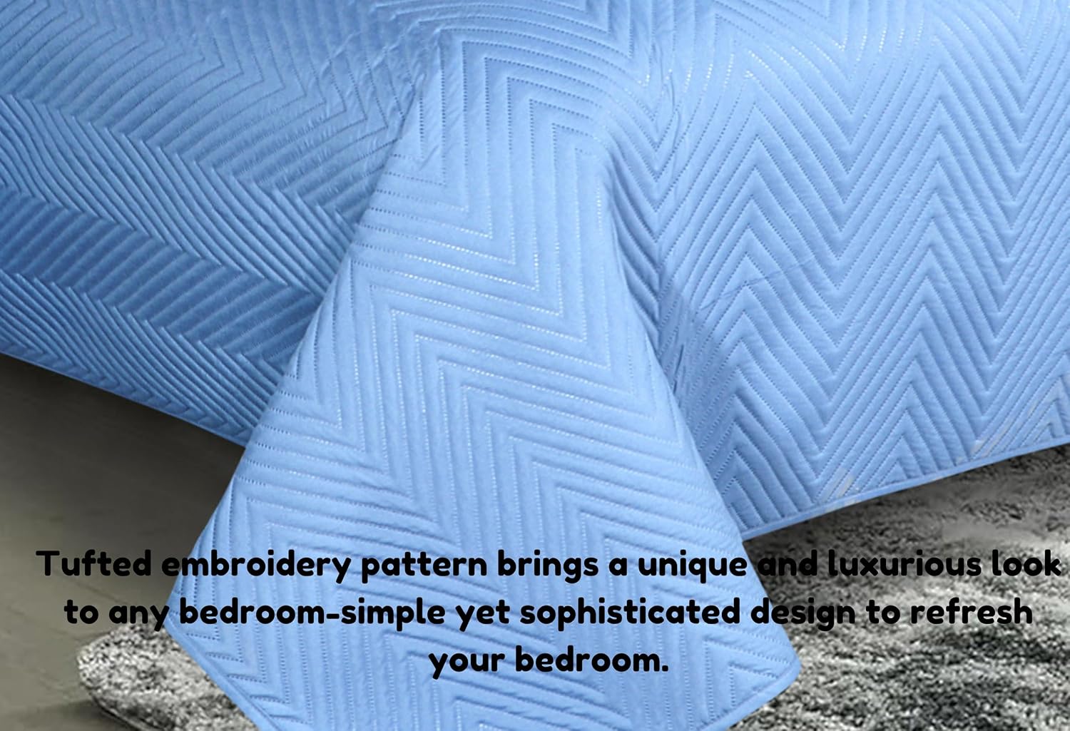 Luxurious Bedsheet For Double Bed With 2 Pillow Cover + 2 Cushion Cover - 90 X 100 Inches, Ocean Blue | All Weather 5 Pcs Glace Cotton Ultrasonic TC - 280
