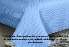 Luxurious Bedsheet For Double Bed With 2 Pillow Cover + 2 Cushion Cover - 90 X 100 Inches, Ocean Blue | All Weather 5 Pcs Glace Cotton Ultrasonic TC - 280