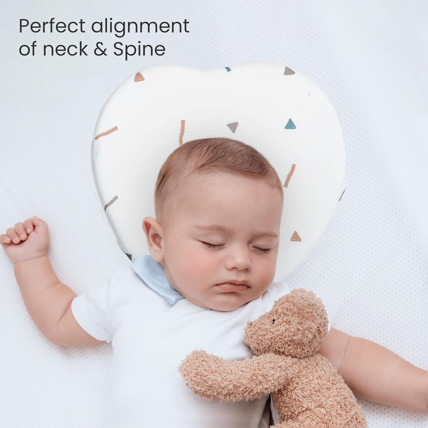 Memory Foam Head Shaper Baby Pillow For New Born 0-12 Months, White - 23 X 23 X 4 Cm | Baby Head Corrector Pillow To Prevent Flat Head Syndrome | Cherry Shape - Baby Pillow