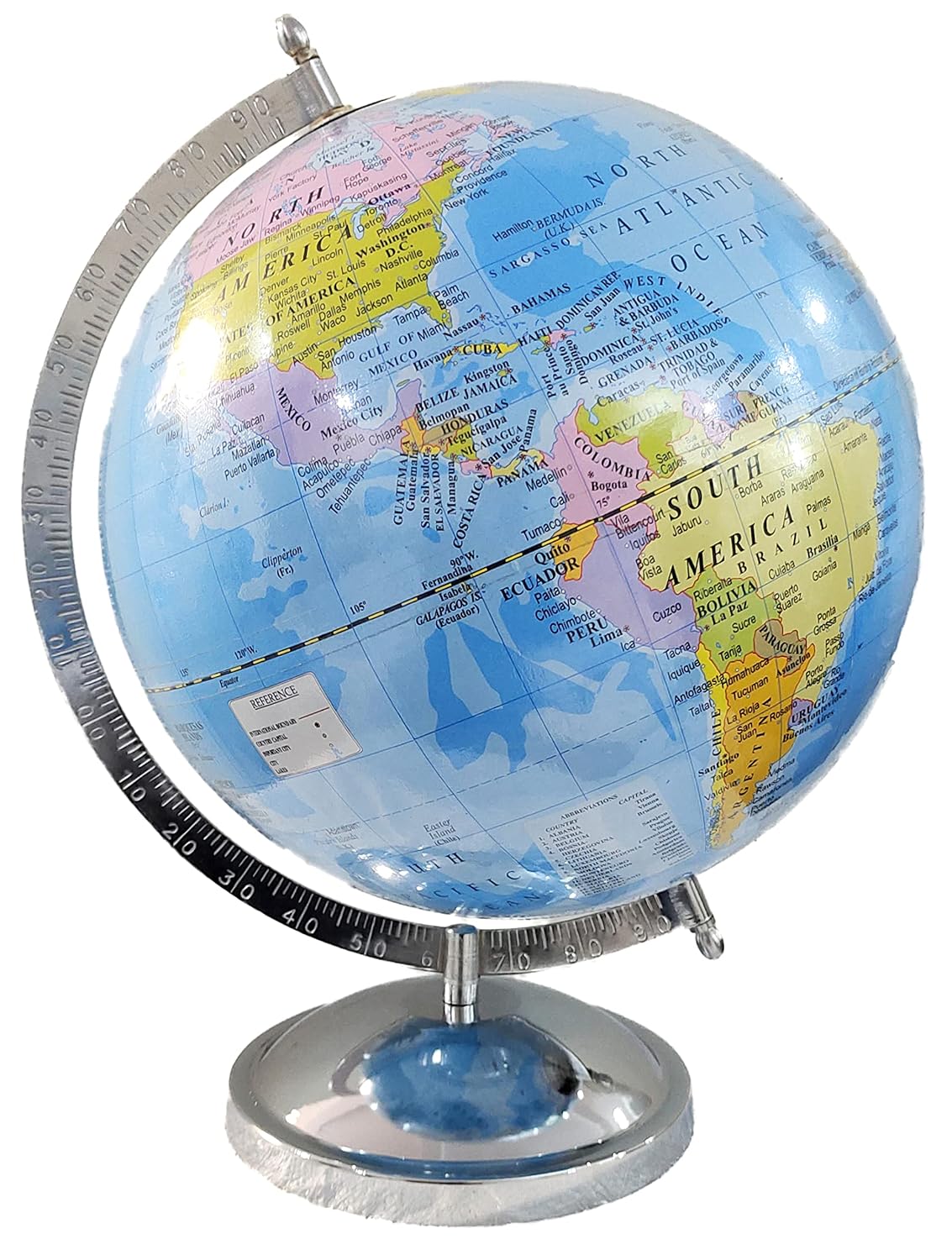 Political 10 Inch Globe Metal (Iron) Arc & Base With Magnifying Glass & Geography Trump Cards, Best Gift For Students, Combo Pack