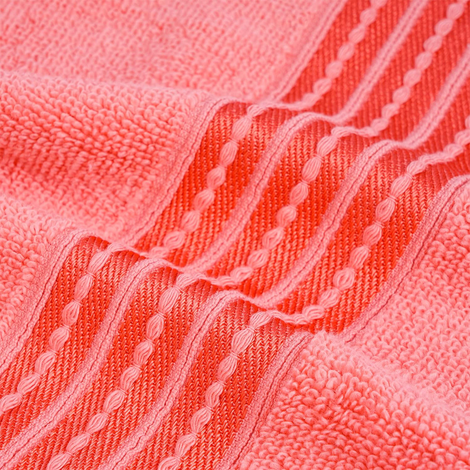 Micro Cotton Remy Basel Luxury Terry Cotton Bath Towel 550 Gsm | Super Comfortable 100% Long Staple Cotton Bath Towel (Pink Coral)
