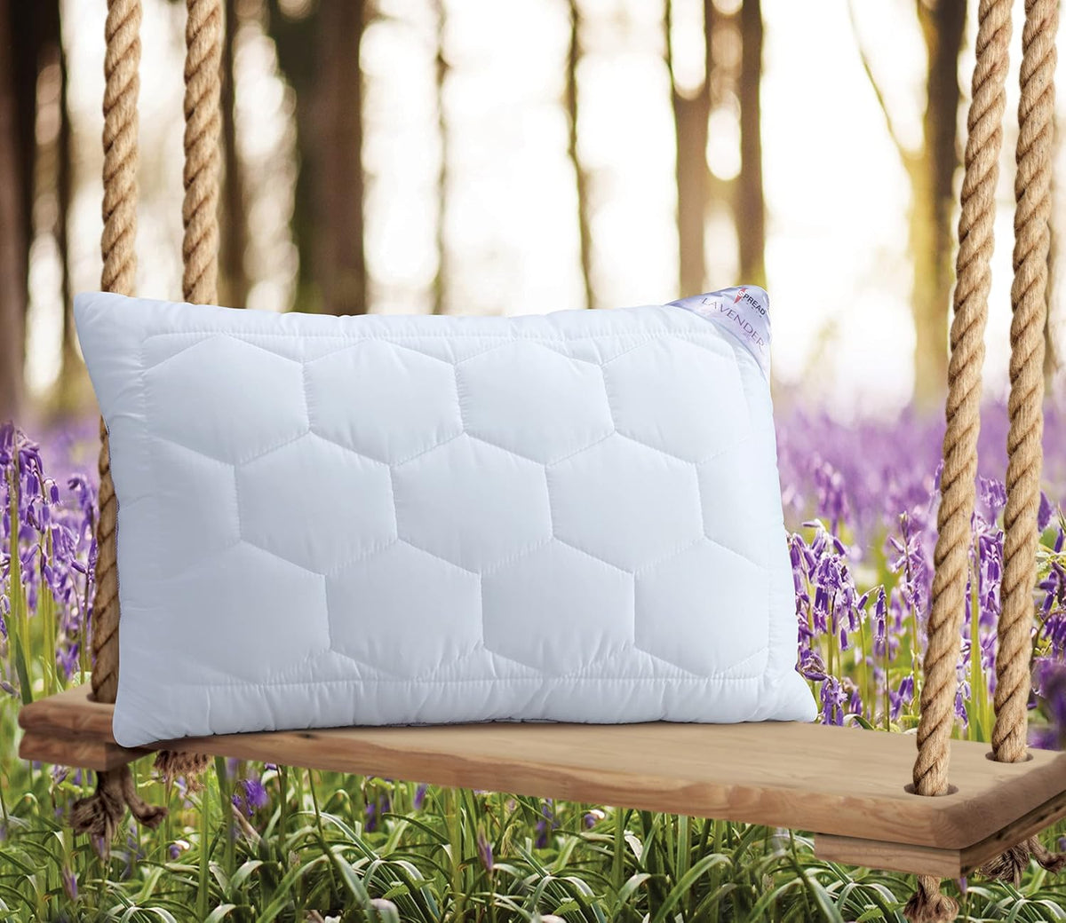 Lavender Suede Fabric Pillow With Microfiber Filling Pillow, White, Size - 45 X 68 Cm | Perfect For Side Sleepers, Back & Stomach Sleepers | Hypoallergenic, Antibacterial - Pack Of 1