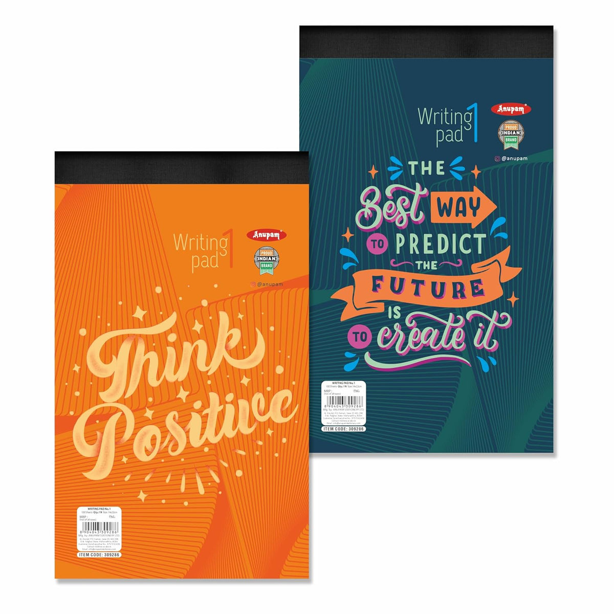 Writing Pad 14x22cm Lined Paper Wide Ruled 100 Sheets Notepads, For School, College, Pack Of 2