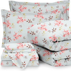 Double Bedsheet 1 Comforter 2 Pillow Covers - 90 X 100 Inches, Sky Blue & Pink, 4 Pcs Bedding Set | Cotton Summer Ac Comforter Set King Size Double Bed