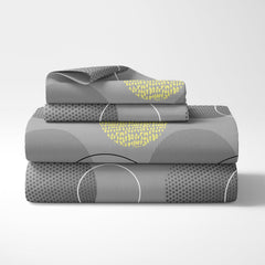 1 Double Bedsheet With 2 Pillow Covers - 88 X 90 Inches, Yellow & Grey | Queen Size Double Bedsheet Cotton | Ideal For Everyday Use