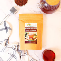 Grenera Rooibos Loose Leaf Infusion - 250gm, 8.8 Ounce | Herbal Dietary Supplement - Anti Oxidant Rich Tea | Caffeine Free, Gluten Free, Non GMO