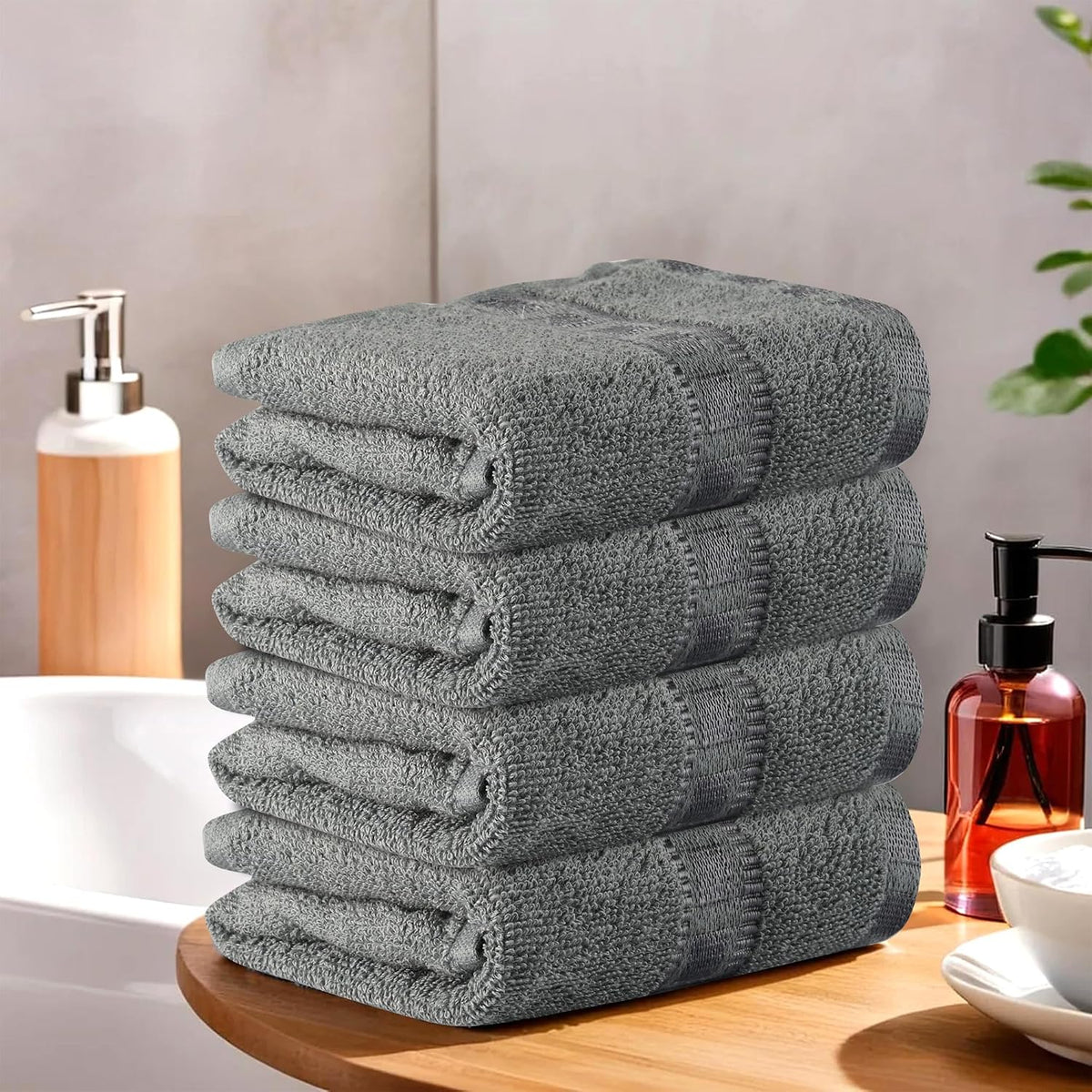 Kuber Industries Cotton Hand & Face Towels 200 Gsm | Easily Washable Workout Gym Napkins For Men - Grey (Pack Of 4)