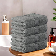 Kuber Industries Cotton Hand & Face Towels 200 Gsm | Easily Washable Workout Gym Napkins For Men - Grey (Pack Of 4)