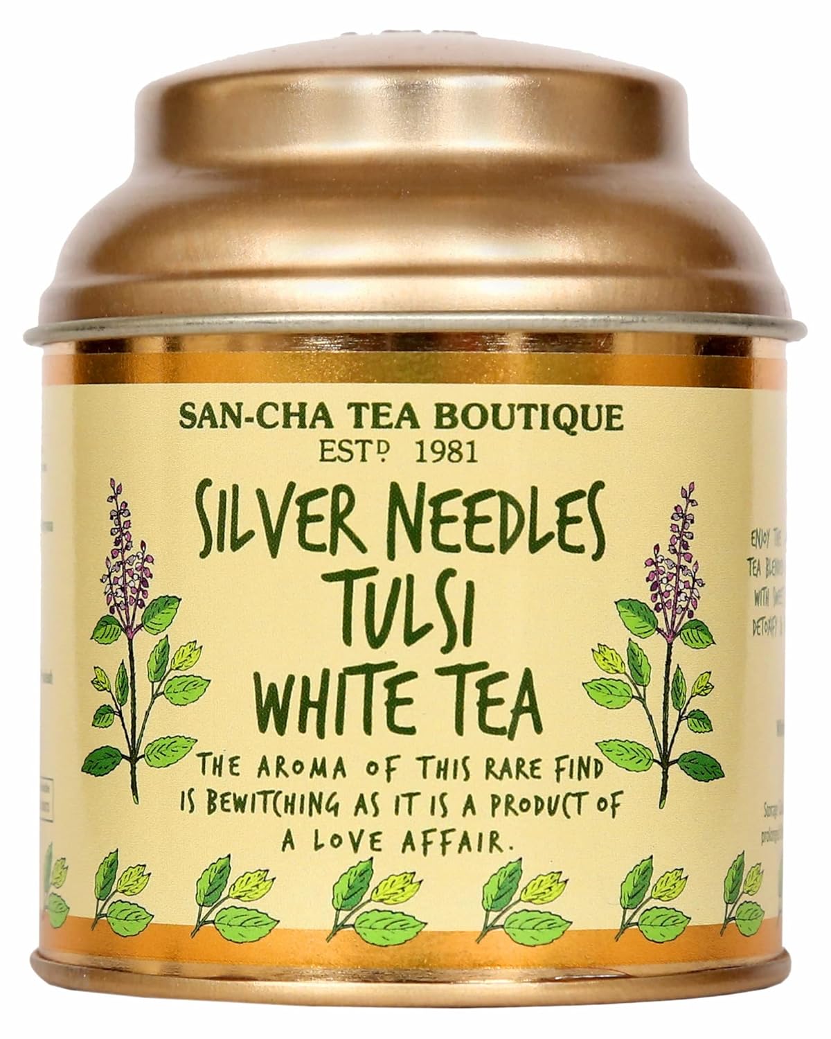 San-Cha Silver Needles Tulsi White Tea - 25gm, 0.8 Ounce | Supports Improved Immunity - Low Caffeine, Richest In Antioxidants