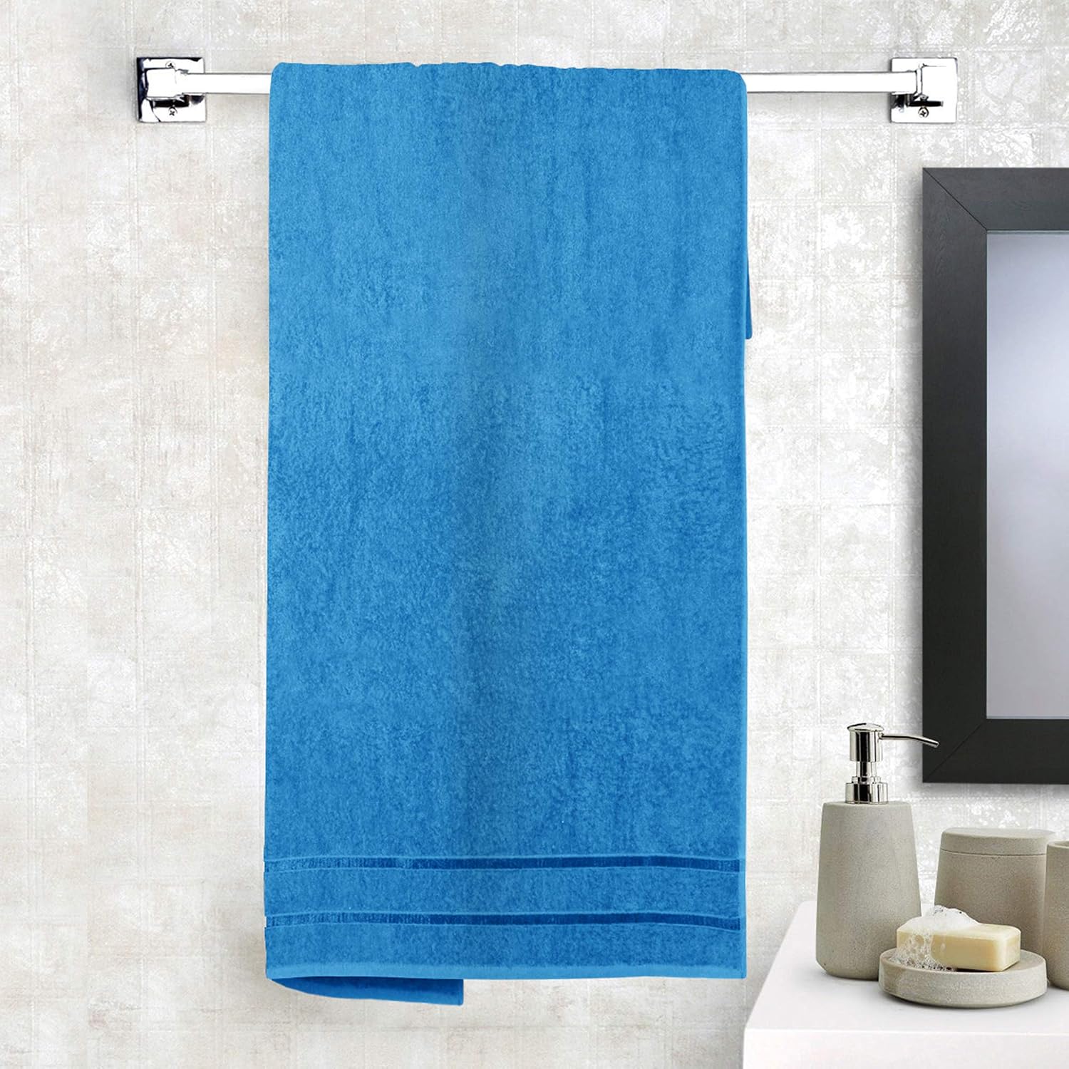 Story@Home 100% Cotton Large Size Bath Towels 450 Gsm | Perfect For Everyday Use (Blue)