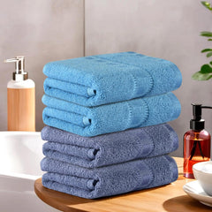 Kuber Industries Soft Cotton Face Towels 800 Gsm | Easily Washable Towels & Workout Gym Napkins For Men - Dark & Sky Blue (Pack Of 4)