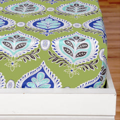 Printed King Size Double Bedsheet With 2 Pillow Cover For Bedroom | 72 X 78 Inches, Light Green - All Around Elastic Fitted | Ideal For Everyday Use