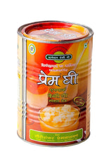 100% Pure Agmark Desi Ghee By Prem Ghee | Healthy & Traditionally Prepared Curd-Churned Ghee Good For Halwa | (1 Litr) 33.8 Ounce | Tin Pack