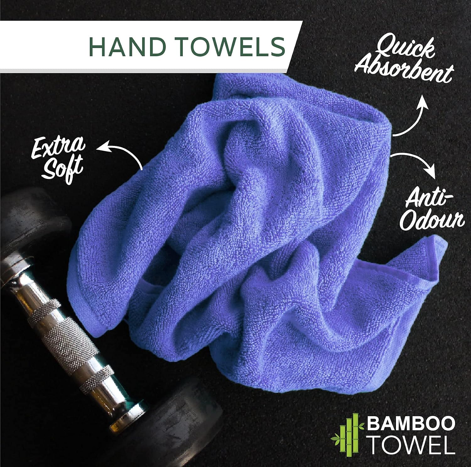 Heelium Bamboo Towel 1 Bath & 2 Hand Towel 900 Gsm | Soft, High Absorbency & Antibacterial Towels (Iris) - Pack Of 3