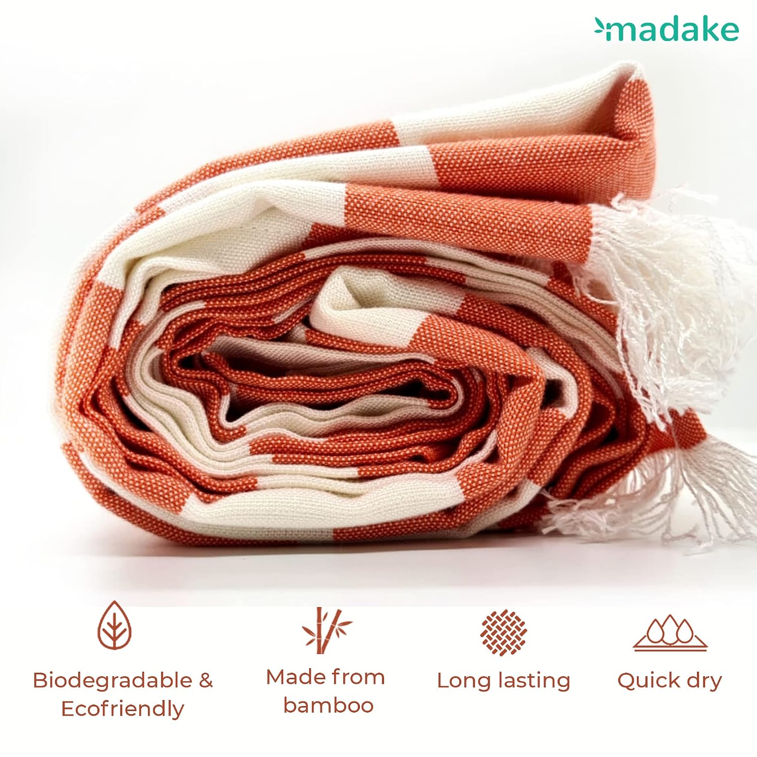 Madake Bamboo Ultra Soft & Thin Turkish Towel 454 Gsm | Quick Dry, Super Absorbent | Extra Large Bath Towel For Men & Women (Cotton Candy)