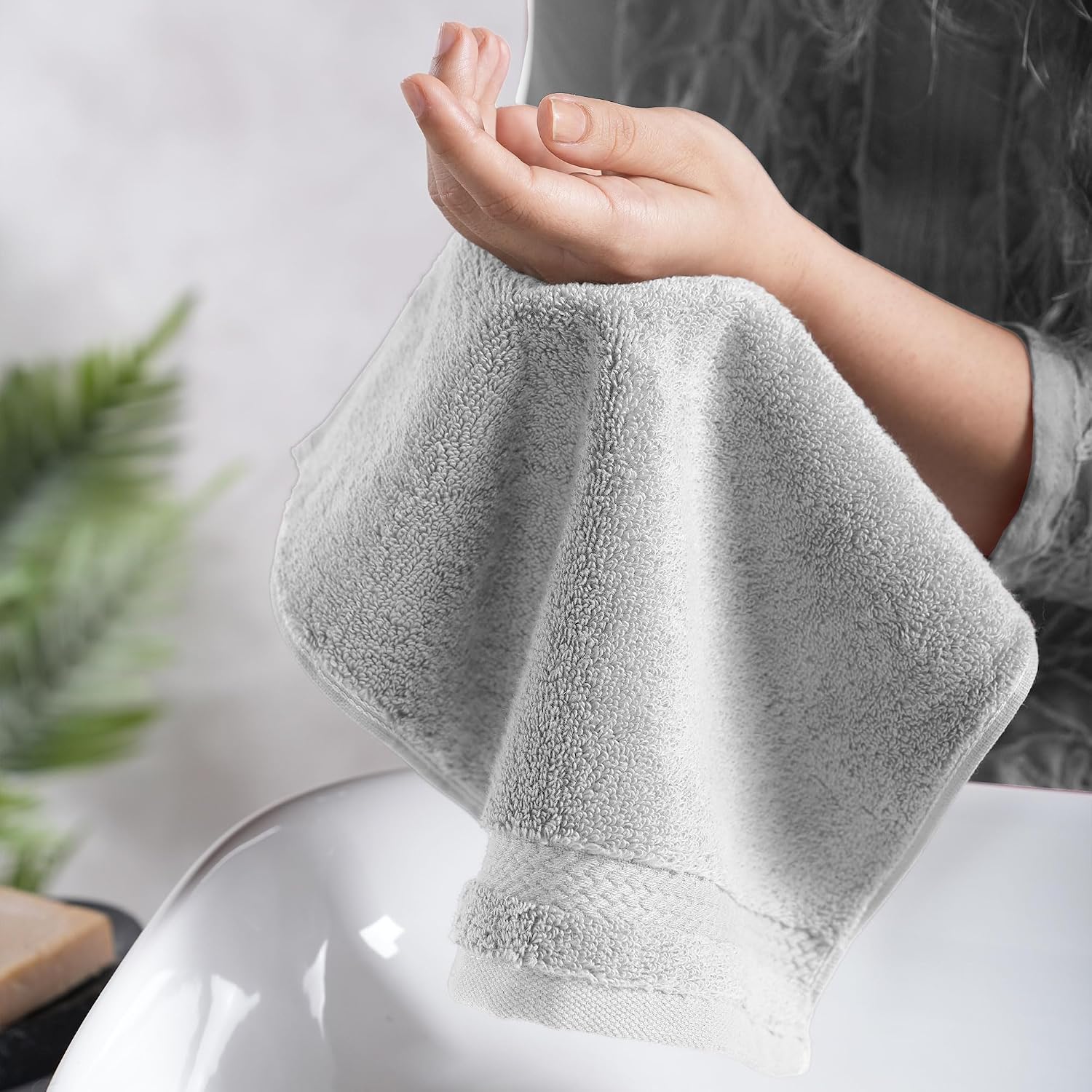 Mytrident Finesse 100% Cotton Face Towels 1200 Gsm (Grey) -6 Piece