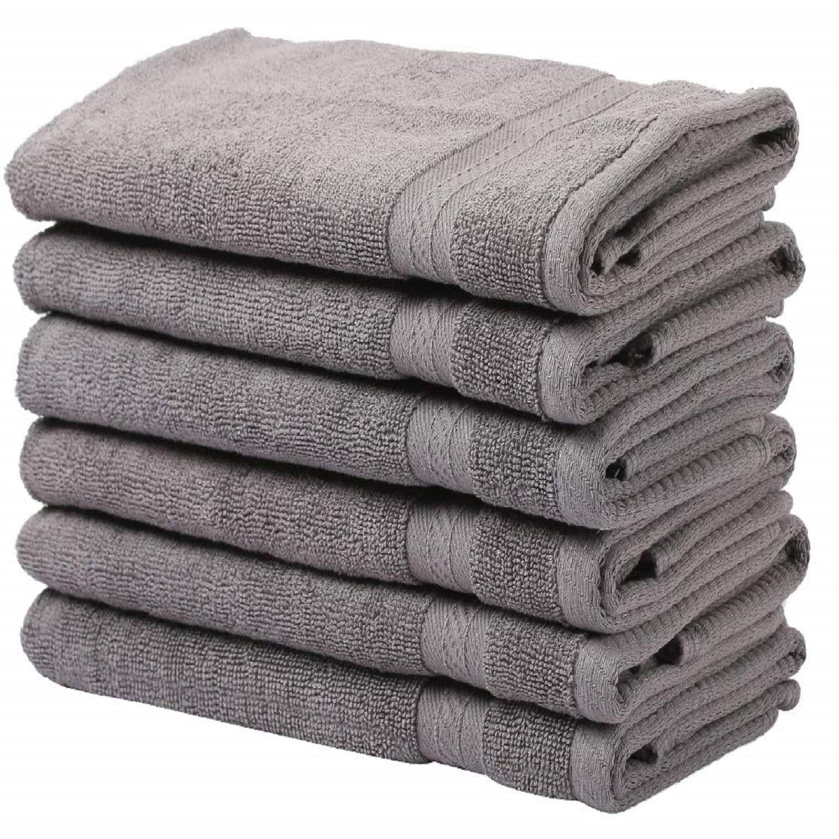 Fresh From Loom Luxury Fur Collection Hand Towel 500 Gsm Napkins Cotton High Absorbency Double Stitched Size (Grey) - Set Of 6