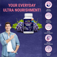 Sea Life Grape Seed Extract 500mg Antioxidant Supplement Strengthens Immunity, Helps Fight Infections, Promotes Healthy Skin And Hair For Women & Men | 60 Tablets 100gm 0.2lbs