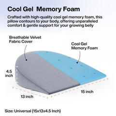 Pregnancy Pillow For Pregnant Women, Memory Foam Maternity Pillow, Grey | Wedge For Supporting Belly, Back During Pregnancy - Provides Soft-Support To The Baby Bump - Comfortable Pillow