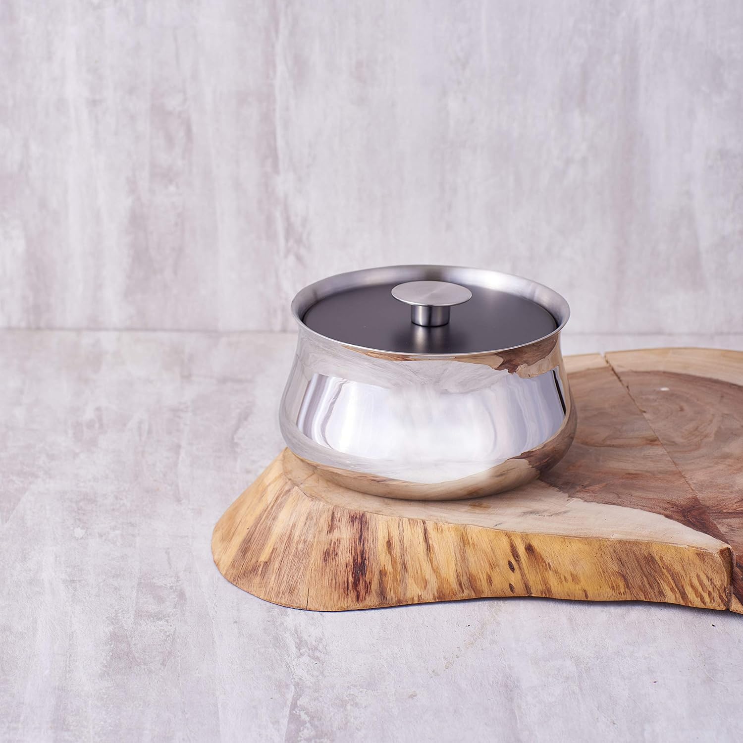 Stainless Steel Double-Walled Serving Bowl With Lid - Stainless Steel Donga | Dining Table Bowl - Curry, Rice, Sabzi Serving Bowl | Extra Small Bowl With Lid - Serve Ware, Dinnerware & Tableware
