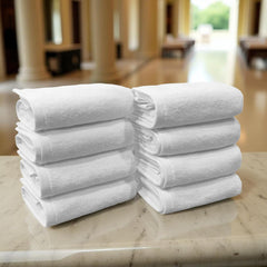 Labham 100% Cotton Hand Towel 1600 Gsm | Ultra-Soft Super Absorbent & Quick Dry Hand Towel (White) - Pack Of 8