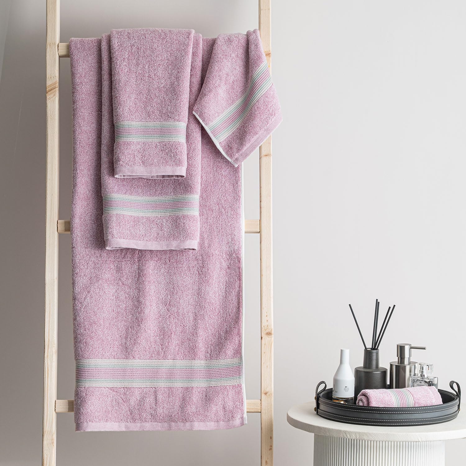 Spread Spain Water & Soil Hand Towel 500 Gsm | Luxurious Blend Of Cotton & Bamboo Fiber Hand Towel Ultra-Absorbent, Quick-Drying & Skin-Friendly (Pink) - Pack Of 2