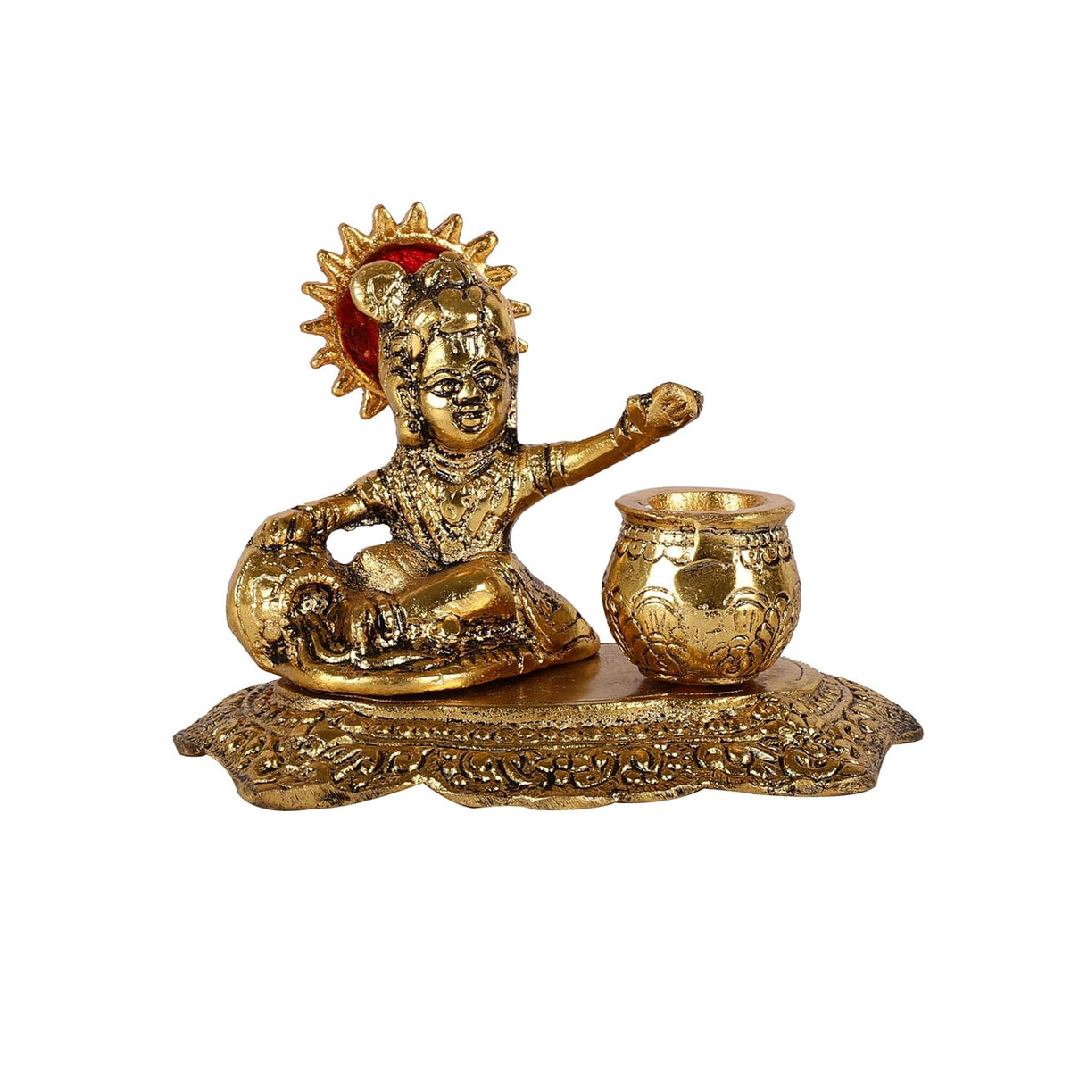 Laddu Gopal Figurine | Thakur Ji, Bal Gopal Murti, Lord Krishna Metal Statue, For Daily Worship, Janmashtami Celebrations, Best Gift Option, Golden Idol
