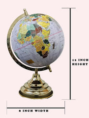 Rotating World Globe 8 Inch With Gold Arc & Wooden Stand For Show Piece For Home, Office, Study Table Decor, Birthday, Party Gifts For Students, Multi, Pack Of 1