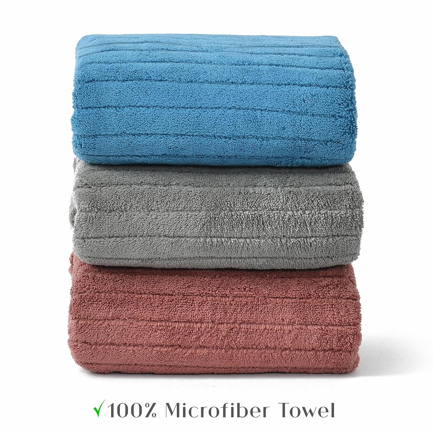 Urbanleaf Stripe Microfiber Hand Towels 320 Gsm | Gym & Workout Towels, Pack Of 3 (Multicolor 4)