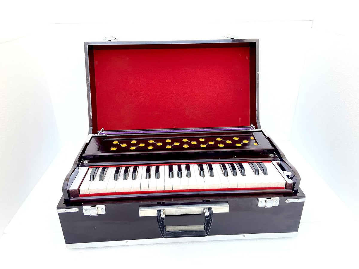 Musical Instrument Harmonium With Bag - Two Reeds (Base- Male), 3 1/2 Octaves, Total 42 Keys, Instant Response Keyboard - No Lag Time, Multi-Fold Bellows