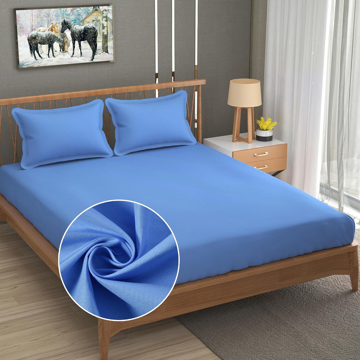 Queen Size Solid Plain Bedsheet Set Includes 2 Pillow Covers - 90 X 95 Inches, Sky Blue | Exceptional Softness & Breathability | Premium Microfiber Material