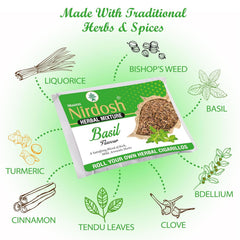 Organic Herbal Raw Mixture With Basil Flavour - Pack Of 4X 50gm | Roll Your Own Herbal Cigarillos - Smoking Mixture With Ayurvedic Herbs Clove | Tobacco Free & Nicotine Free