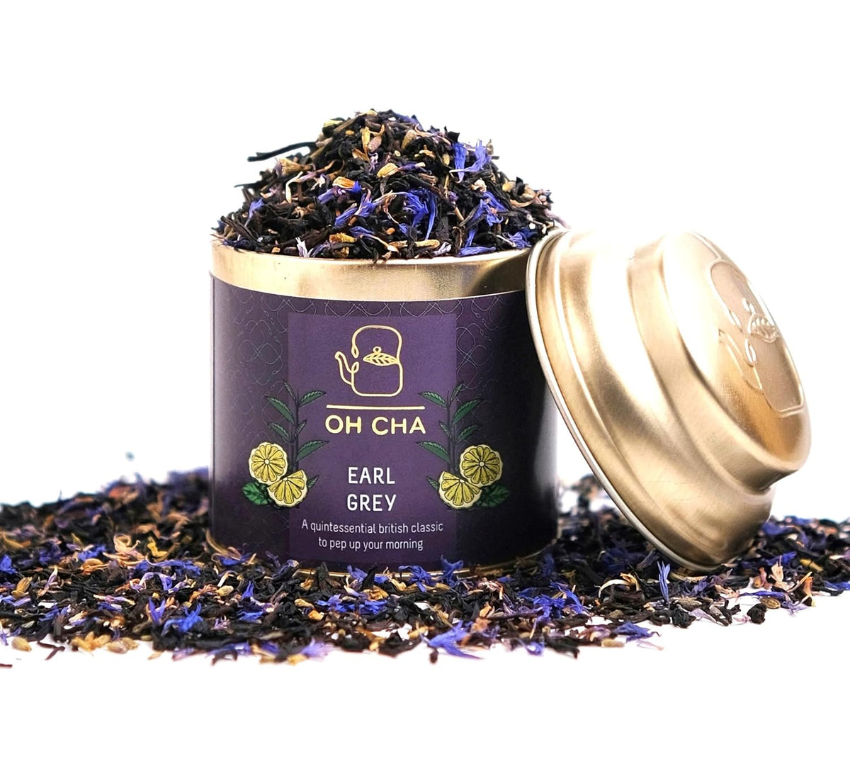 Oh Cha Earl Grey Tea - 35gm, 1.2 Ounce | Orthodox Blended With 100% Natural Bergamot Extract & Blue Cornflower - Rich In Antioxidants, Supports Heart Health