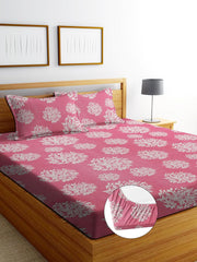 1 Bedsheet King Size 2 Matching Pillow Covers - 72 X 780 Inches, Pink & White | All Around Elastic Soft & Durable Bedding For Bedroom - Lightweight Perfect For All Seasons
