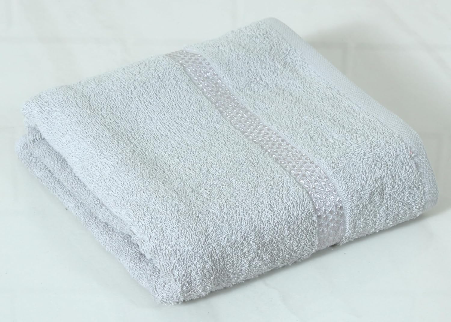 Fash Home International Quick Dry Star Border Bath Towel 500 Gsm | Soft & Absorbent Solid Bath Towel Lightweight & Skin-Friendly Towel For Everyday Use (1 Pcs) - Silver Grey
