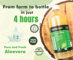 Baidyanath Vansaar Aloe Vera Juice For Glowing Skin & Healthy Hair Organic & Natural Juice Made With Cold Pressed Aloe Vera, No Added Sugar | 1 Litre 2.2lbs Each Pack Of 2