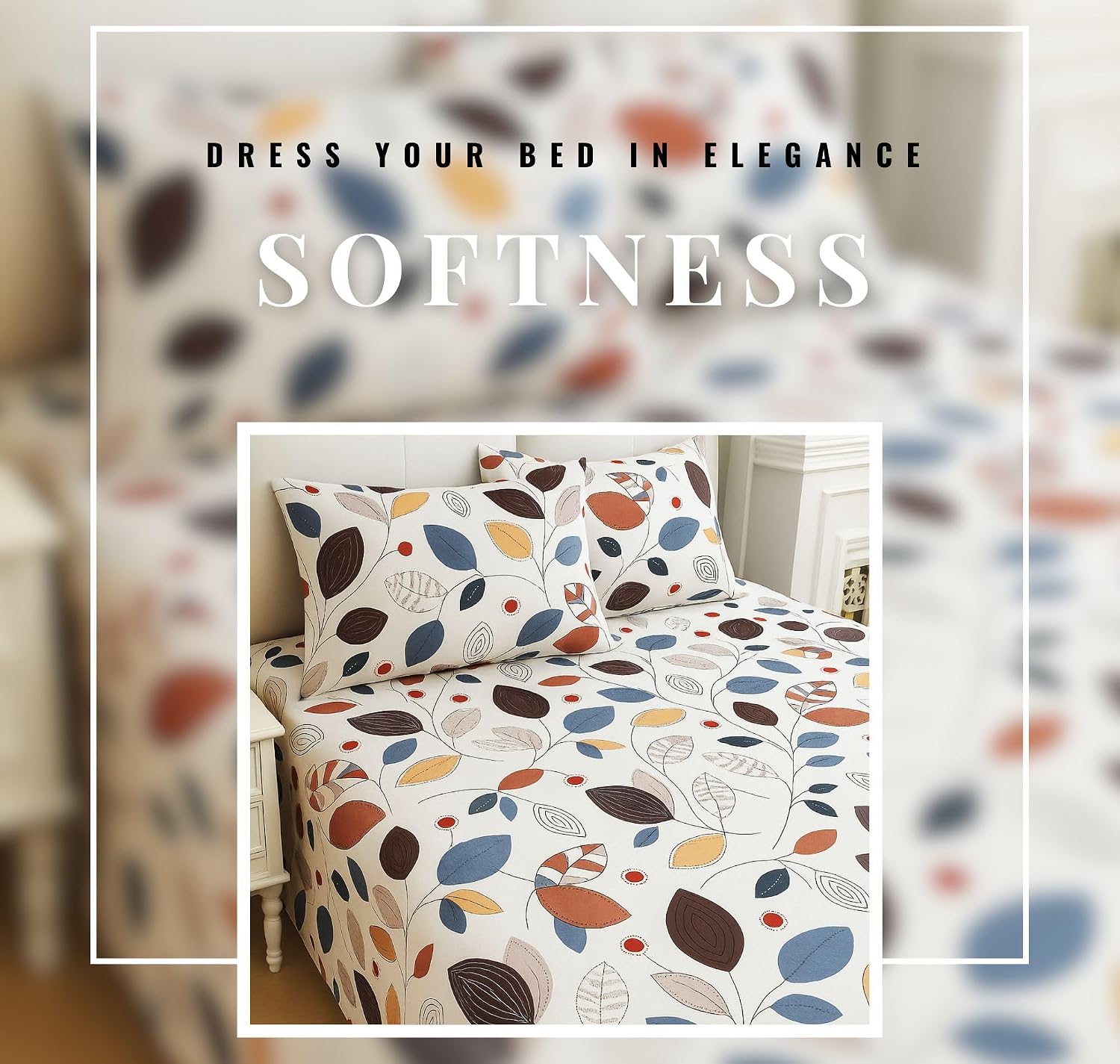 100% Cotton Double Bed Bedsheet Set With 2 Pillow Covers - 90 X 90 Inches, Multicolor | Soft Touch 144 Thread Count Soft & Breathable & Wrinkle Free