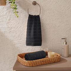 Mytrident Quick Dry 100% Cotton Hand Towel 400 Gsm (Black) - 2 Pcs