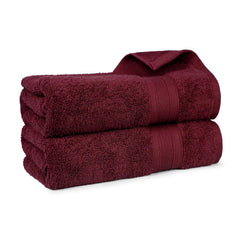 Trident Soft Comfort Air Rich 100% Cotton Bath Towels 500 Gsm | Large Size Bathroom Towels For Men/Women, 2 Pcs (Red Wine)