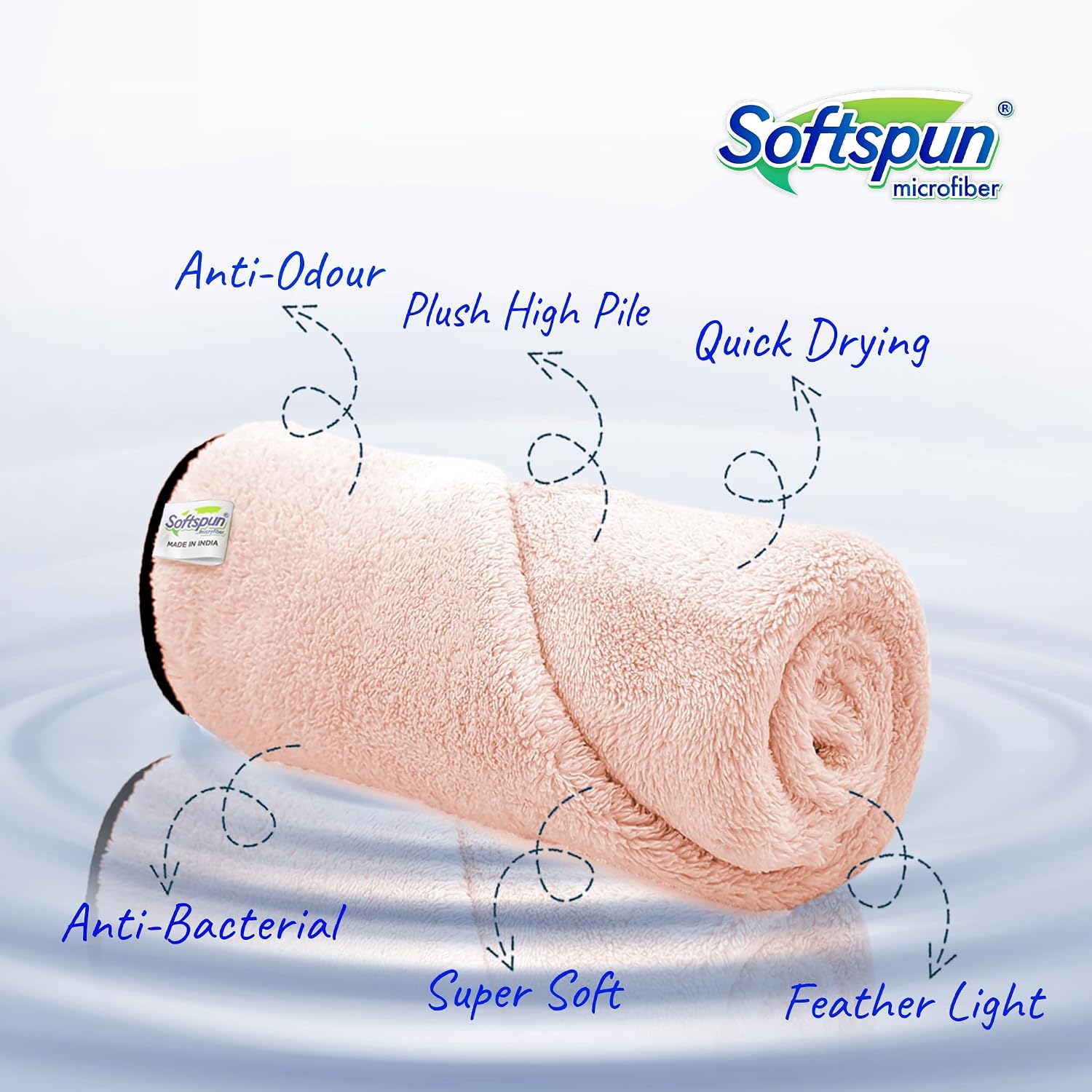 Softspun Microfiber Bath Towel 221 Gsm | Ultra Absorbent Super Soft & Comfortable Quick Drying For Men & Women Daily Use Extra Large Size Towel (Light Pink)