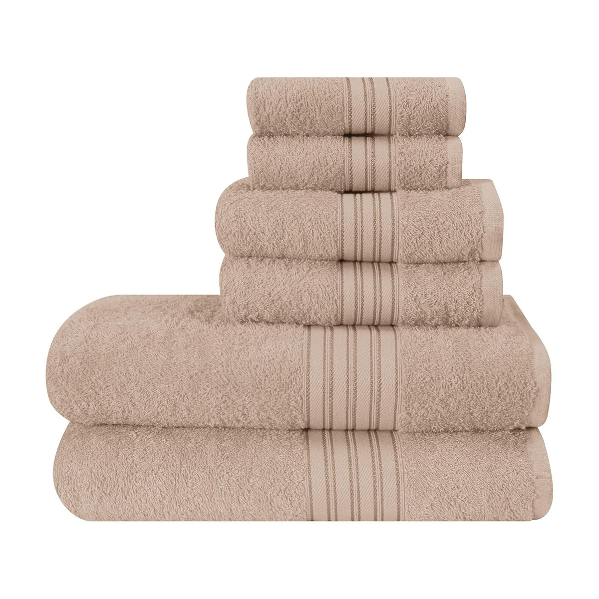 Boutiquo 100% Cotton 2 Bath, 2 Hand & 2 Face Towels 1800 Gsm | Eco-Friendly Towels For Men & Women Ultra Soft & Highly Absorbent - Tan (Set Of 6)