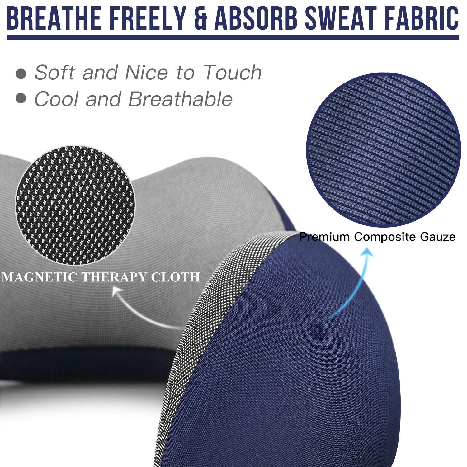 Premium Memory Foam Travel Pillow, Comfortable & Supportive Neck Pillow, Blue & Grey | Small Size, Pain Relief Sleeping Neck Pillows For Travel, Pillow For Sleeping Airplane, Car, Office