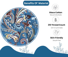 Presents Bedsheet For Double Bed With 2 Pillow Covers | Size - 90 X 100 Inches, Blue | Light Weight, Suitable For All Seasons & Easy To Wash