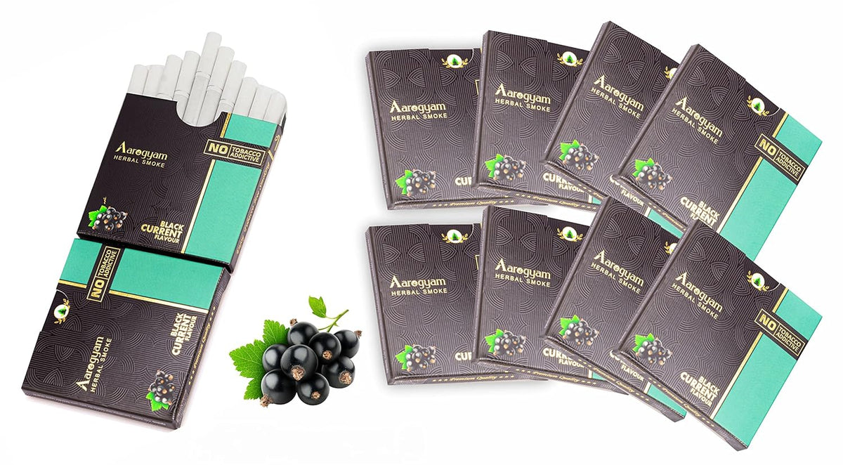 Aarogyam Herbals 100% Tobacco & Nicotine Free Cigarette For Relieve Stress & Mood Enhance Product For Smokers - 10 Sticks In Each Packet (Black Current Flavour, Pack Of 10)