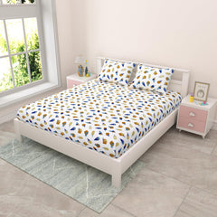 Pure Cotton Kids Bedsheet Double Bed Queen Size With 2 Pillow Covers | 90 X 100 Inches, White | Fun Cartoon Theme, Soft & Breathable Fabric