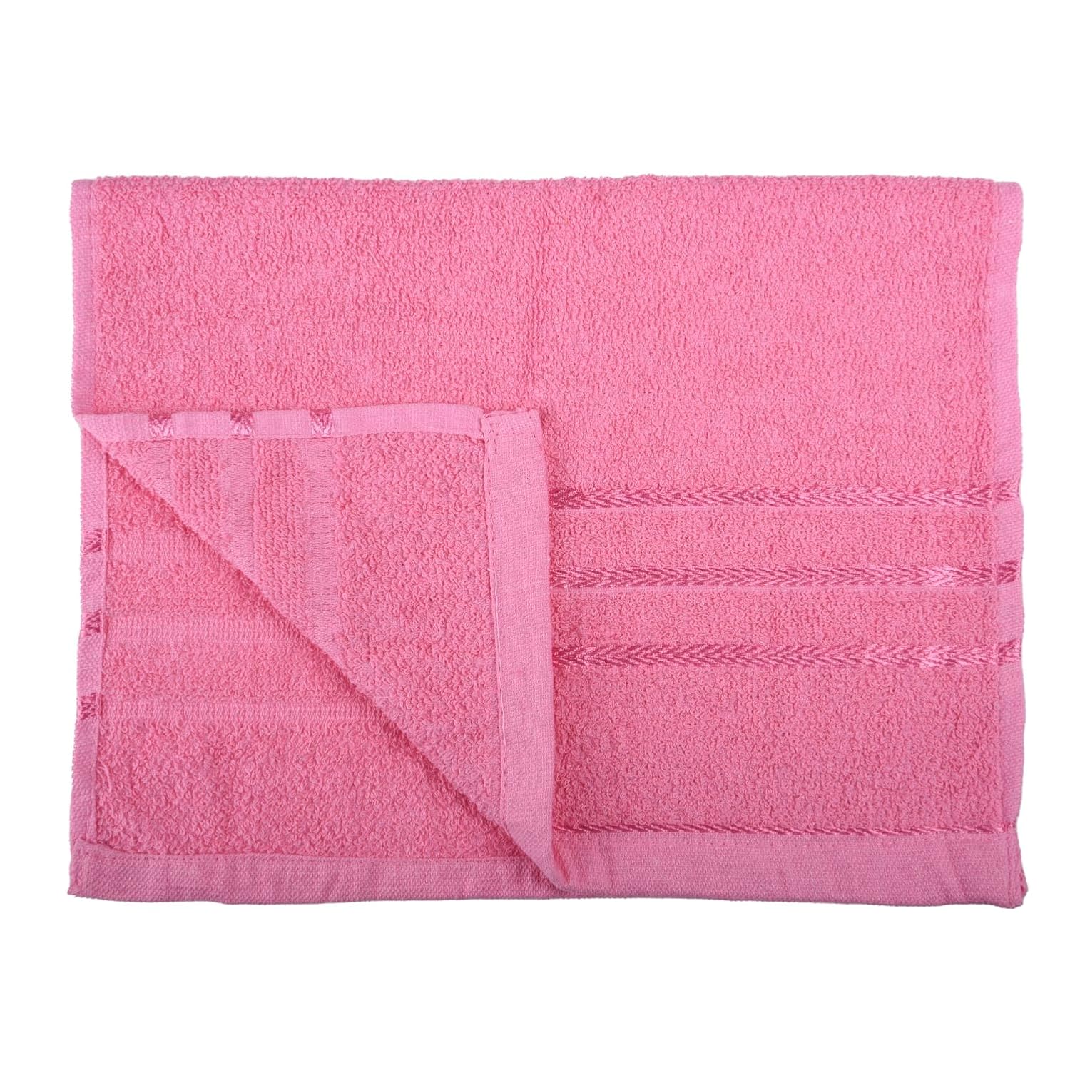 Heart Home Face Towel 800 Gsm | Facewash For Travel Workout Hand Towel | Lining Design Pack Of 4 (Pink)