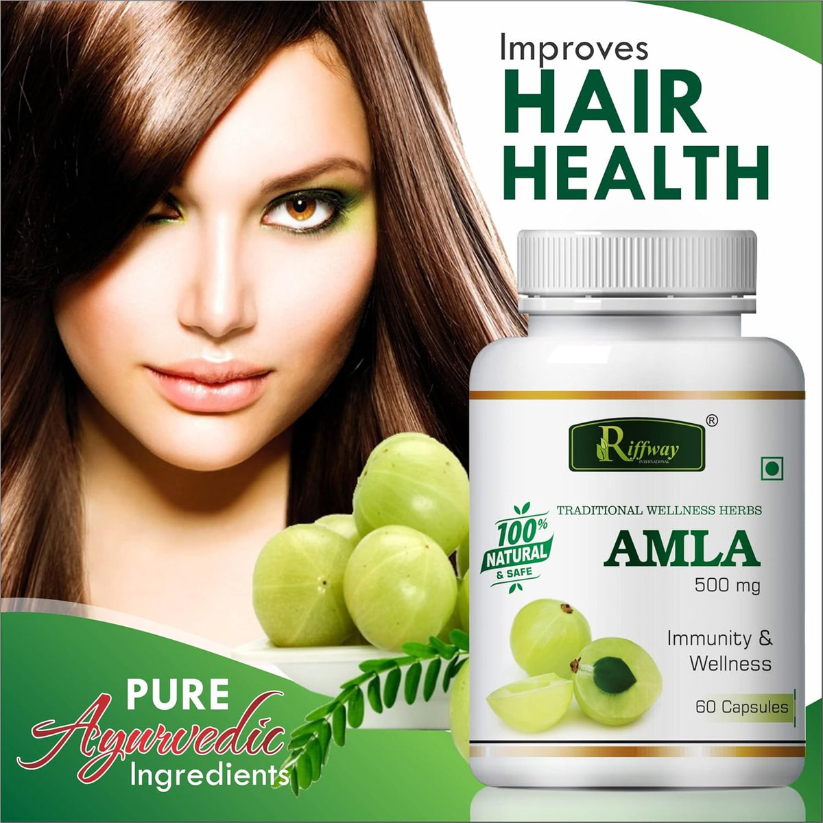 Inlazer Amla Health Capsule Amla Capsule Prevents Dark Spots & Acne, Truly All - Natural Solution To Get Vitamin C | 60 Capsule, 100gm 0.2lbs