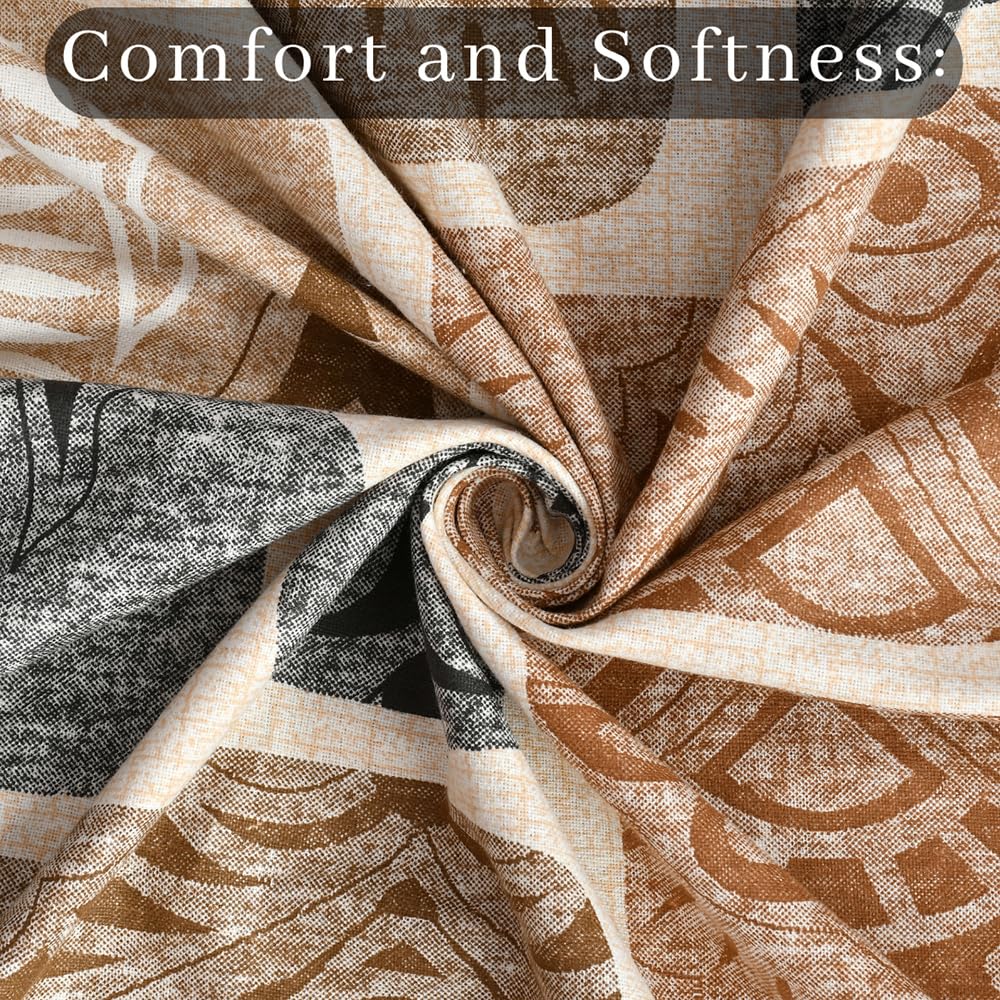100% Pure Cotton Double Bedsheet With 2 Pillow Covers - 90 X 90 Inches, Brown & White | Soft, Breathable & Skin-Friendly Fade Resistant Double Bedsheet