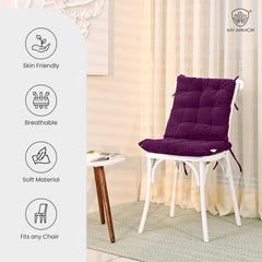 Square Chair Pads Cushion, For Comfortable Sitting, Purple Color - 40 X 40 Cm | Seat Cushions With Ties For Sitting, Pooja, Dining & Office Table | Furniture Cushion, Washable - Pack Of 1